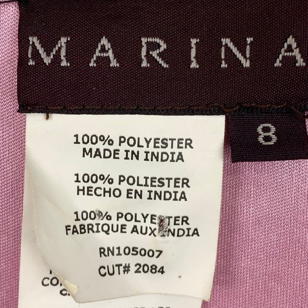 Y2K Marina Cocktail Midi Dress Women's Size 8 Pink Black Beaded Sheer Overlay - Picture 11 of 11